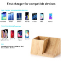 Bamboo Wireless Charger with Organizer Wood Wireless Charging Station